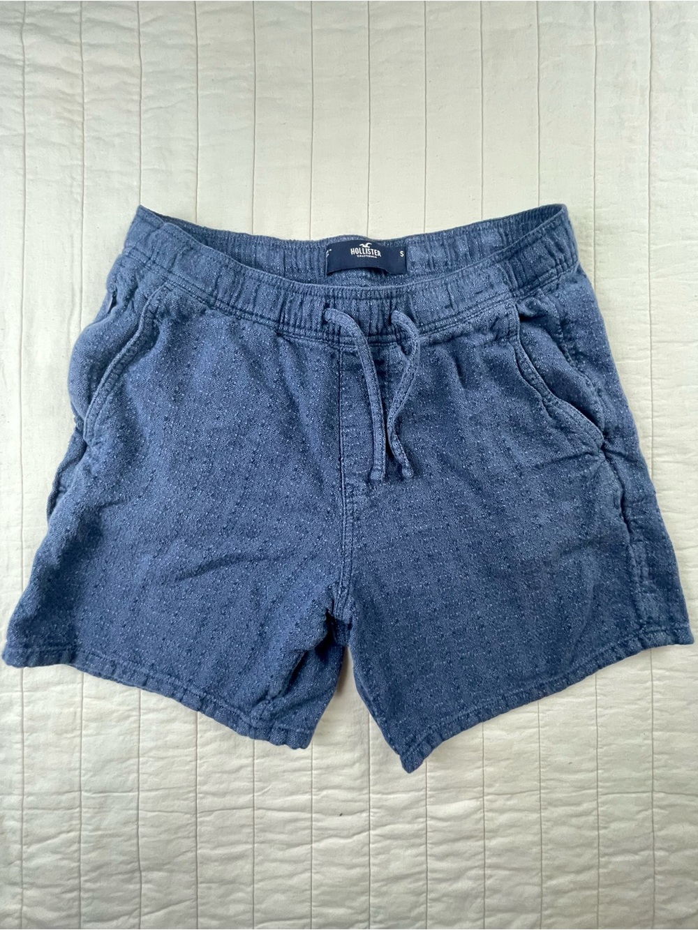Hollister Men’s Dark Blue Knit Drawstring Shorts Small